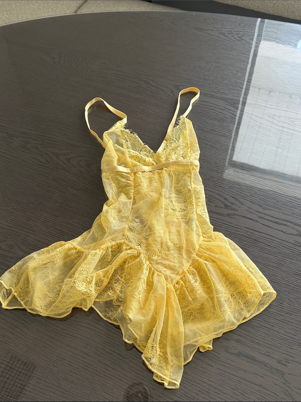 Yellow sheer babydoll lingerie